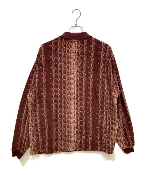 HUF（ハフ）HUF (ハフ) SCRIPT STRIPE VELOR LS POLO ワインレッド サイズ:Ⅼの古着・服飾アイテム