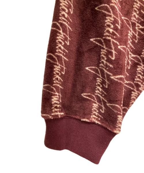 HUF（ハフ）HUF (ハフ) SCRIPT STRIPE VELOR LS POLO ワインレッド サイズ:Ⅼの古着・服飾アイテム