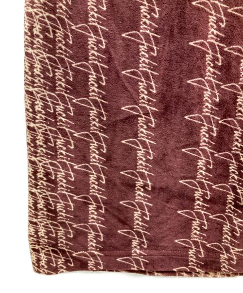 HUF（ハフ）HUF (ハフ) SCRIPT STRIPE VELOR LS POLO ワインレッド サイズ:Ⅼの古着・服飾アイテム