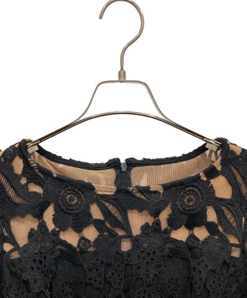 LAUREN RALPH LAUREN（ローレンラルフローレン）LAUREN RALPH LAUREN (ローレンラルフローレン) レースワンピース ブラック×ブラウン サイズ:2の古着・服飾アイテム