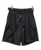 MADISON BLUEマディソンブルー）の古着「リネンブレンドグルカハーフパンツ」｜ブラック