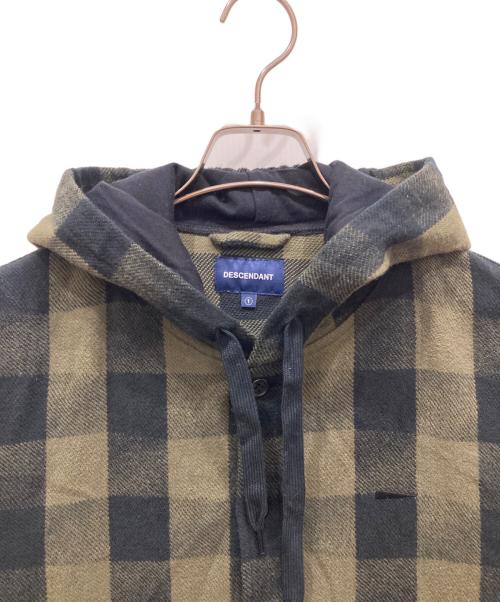 DESCENDANT（ディセンダント）DESCENDANT (ディセンダント) オーバーダイバッファローヘビーネルシャツ カーキ×ブラック サイズ:1の古着・服飾アイテム