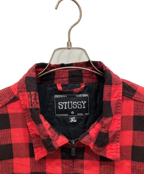 stussy（ステューシー）stussy (ステューシー) 00'sチェックジャケット レッド サイズ:XLの古着・服飾アイテム