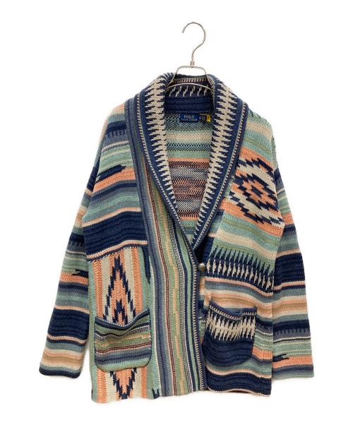 POLO RALPH LAUREN（ポロ・ラルフローレン）POLO RALPH LAUREN (ポロ・ラルフローレン) Southwestern Style Knit Cardigan ネイティブ柄 カーディガン ネイビー サイズ:SIZE XSの古着・服飾アイテム