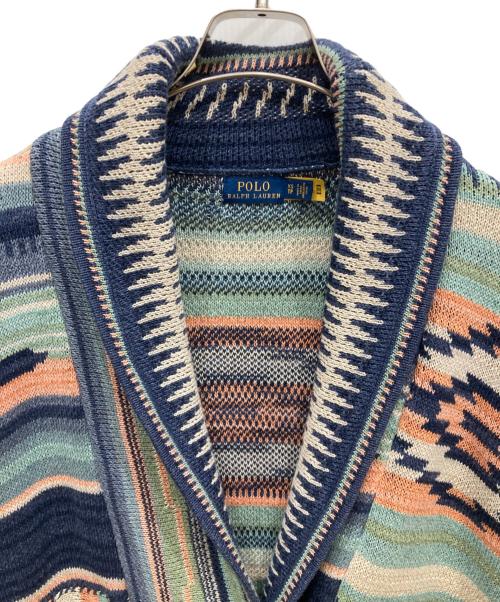 POLO RALPH LAUREN（ポロ・ラルフローレン）POLO RALPH LAUREN (ポロ・ラルフローレン) Southwestern Style Knit Cardigan ネイティブ柄 カーディガン ネイビー サイズ:SIZE XSの古着・服飾アイテム