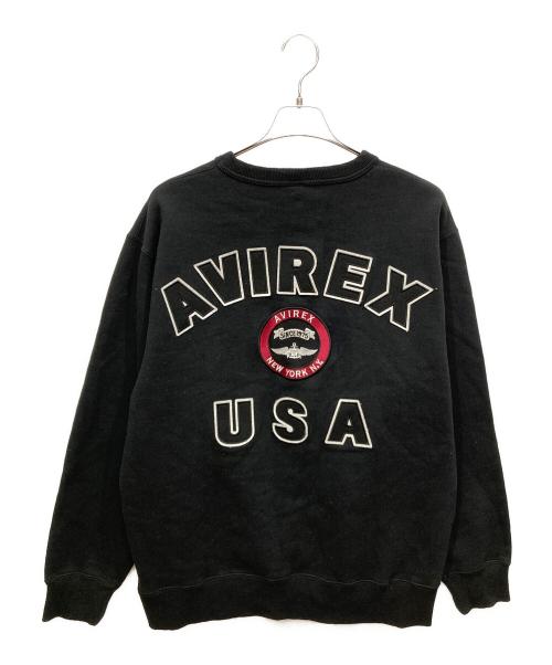 AVIREX（アヴィレックス）AVIREX (アヴィレックス) VARSITY LOGO CREW NECK SWEAT ブラック サイズ:SIZE Lの古着・服飾アイテム