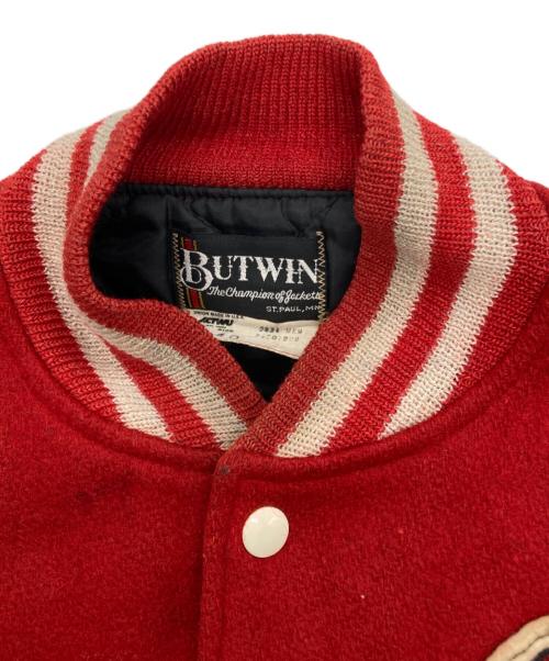 butwin（バトウィン）BUTWIN (バトウィン) 80ｓレザースリーブスタジャン レッド サイズ:SIZE 40の古着・服飾アイテム