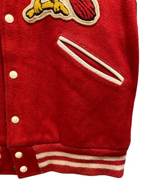 butwin（バトウィン）BUTWIN (バトウィン) 80ｓレザースリーブスタジャン レッド サイズ:SIZE 40の古着・服飾アイテム