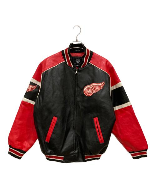 G-III NHL（ジースリー）G-III NHL (ジースリー) デトロイトレザースタジャン レッド×ブラック サイズ:SIZE Mの古着・服飾アイテム