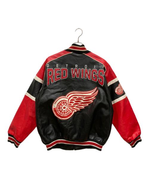 G-III NHL（ジースリー）G-III NHL (ジースリー) デトロイトレザースタジャン レッド×ブラック サイズ:SIZE Mの古着・服飾アイテム