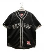 SUPREME×MITCHELL & NESSシュプリーム×ミッチェルアンドネス）の古着「Satin Baseball Jersey」｜ブラック
