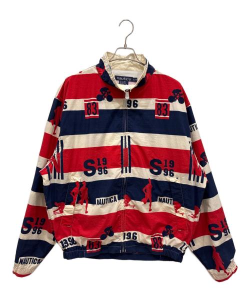 NAUTICA（ノーティカ）NAUTICA (ノーティカ) 90’ｓ総柄プリントナイロンジャケットジャケット レッド×ネイビー サイズ:XLの古着・服飾アイテム