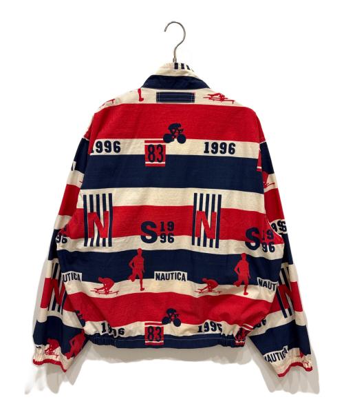 NAUTICA（ノーティカ）NAUTICA (ノーティカ) 90’ｓ総柄プリントナイロンジャケットジャケット レッド×ネイビー サイズ:XLの古着・服飾アイテム