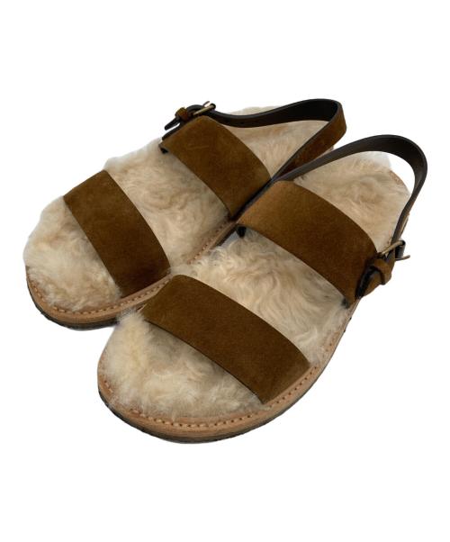 Saint Laurent Paris（サンローランパリ）Saint Laurent Paris (サンローランパリ) ムートンサンダル ブラウン サイズ:35の古着・服飾アイテム