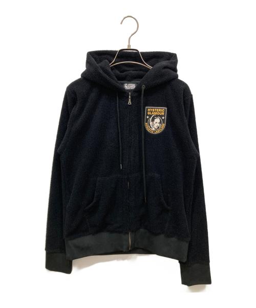 Hysteric Glamour（ヒステリックグラマー）Hysteric Glamour (ヒステリックグラマー) パイルジップパーカー ブラック サイズ:FREEの古着・服飾アイテム