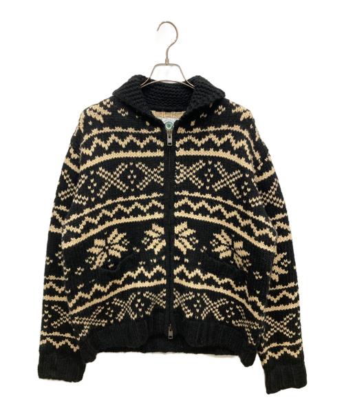 CANADIAN SWEATER（カナディアンセーター）CANADIAN SWEATER (カナディアンセーター) ノルティックニットジャケット ブラック×ホワイト サイズ:SIZE Mの古着・服飾アイテム