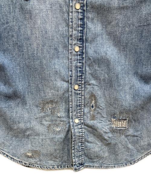 POLO COUNTRY（ポロカントリー）POLO COUNTRY (ポロカントリー) リペア加工デニムウエスタンシャツ インディゴ サイズ:SIZE Mの古着・服飾アイテム