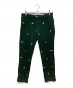 POLO RALPH LAURENポロ・ラルフローレン）の古着「刺繍コーデュロイパンツ」｜グリーン