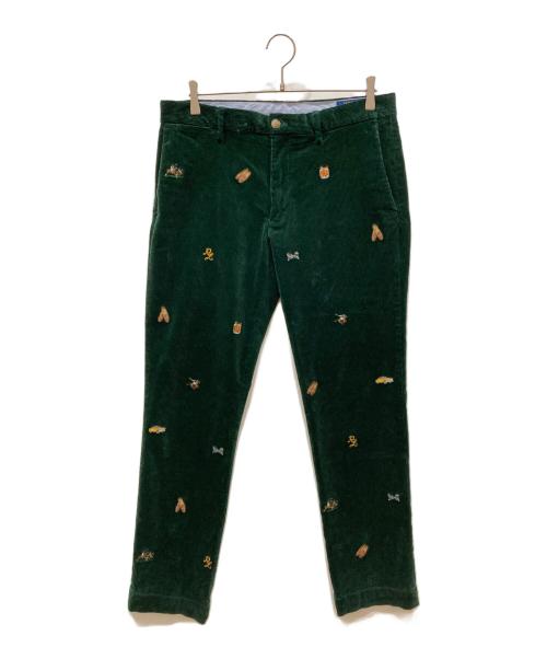 POLO RALPH LAUREN（ポロ・ラルフローレン）POLO RALPH LAUREN (ポロ・ラルフローレン) 刺繍コーデュロイパンツ グリーン サイズ:SIZE W32×L30の古着・服飾アイテム