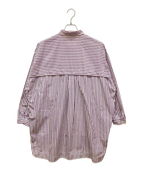 GENE HEAVENS（ジーンヘブンズ）GENE HEAVENS (ジーンヘブンズ) オーバーパッチワークボーダーシャツ ホワイト×レッド サイズ:SIZE Freeの古着・服飾アイテム