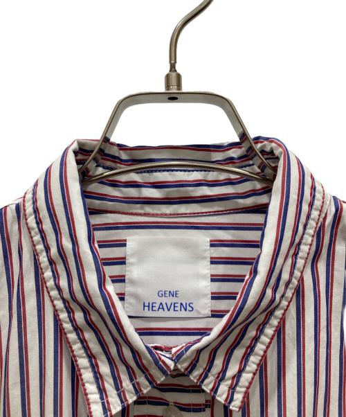 GENE HEAVENS（ジーンヘブンズ）GENE HEAVENS (ジーンヘブンズ) オーバーパッチワークボーダーシャツ ホワイト×レッド サイズ:SIZE Freeの古着・服飾アイテム