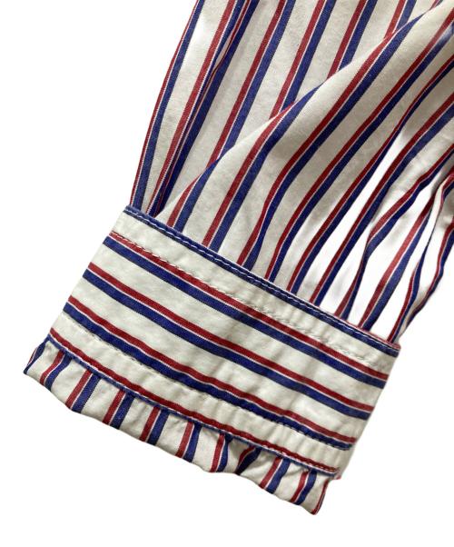 GENE HEAVENS（ジーンヘブンズ）GENE HEAVENS (ジーンヘブンズ) オーバーパッチワークボーダーシャツ ホワイト×レッド サイズ:SIZE Freeの古着・服飾アイテム