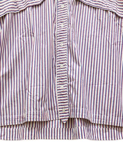 GENE HEAVENS（ジーンヘブンズ）GENE HEAVENS (ジーンヘブンズ) オーバーパッチワークボーダーシャツ ホワイト×レッド サイズ:SIZE Freeの古着・服飾アイテム