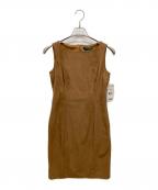 LAUREN RALPH LAURENローレンラルフローレン）の古着「スウェード調ノースリーブワンピース」｜ブラウン