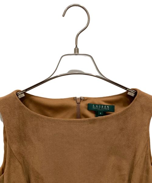 LAUREN RALPH LAUREN（ローレンラルフローレン）LAUREN RALPH LAUREN (ローレンラルフローレン) スウェード調ノースリーブワンピース ブラウン サイズ:SIZE 0 未使用品の古着・服飾アイテム