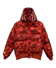 A BATHING APE（ア ベイシング エイプ）の古着「shark full zip hoodie Down jacket」｜レッド