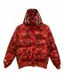 A BATHING APE（ア ベイシング エイプ）の古着「shark full zip hoodie Down jacket」｜レッド