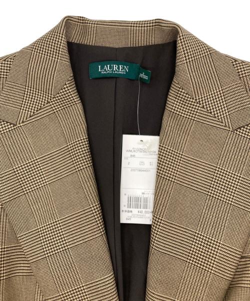 LAUREN RALPH LAUREN（ローレンラルフローレン）LAUREN RALPH LAUREN (ローレンラルフローレン) 千鳥テーラードジャケット ブラウン サイズ:2 未使用品の古着・服飾アイテム