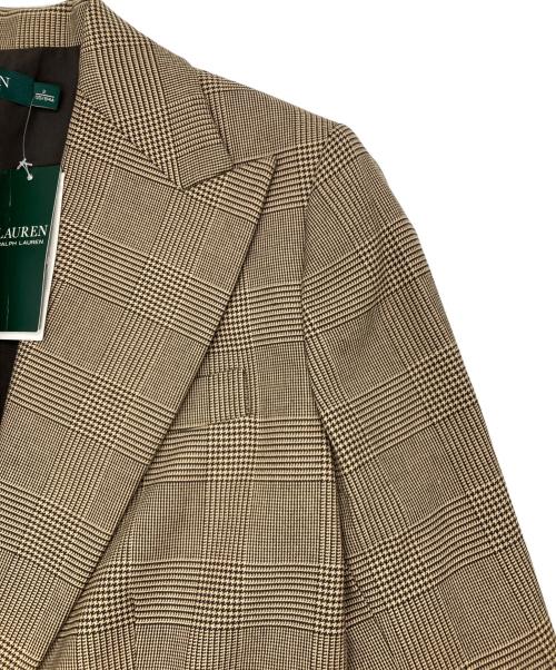 LAUREN RALPH LAUREN（ローレンラルフローレン）LAUREN RALPH LAUREN (ローレンラルフローレン) 千鳥テーラードジャケット ブラウン サイズ:2 未使用品の古着・服飾アイテム
