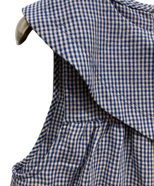 bulle de savon（ビュル デ サボン）bulle de savon (ビュル デ サボン) 60sフレンチリネン三角衿tsunagi ブルー サイズ:freeの古着・服飾アイテム