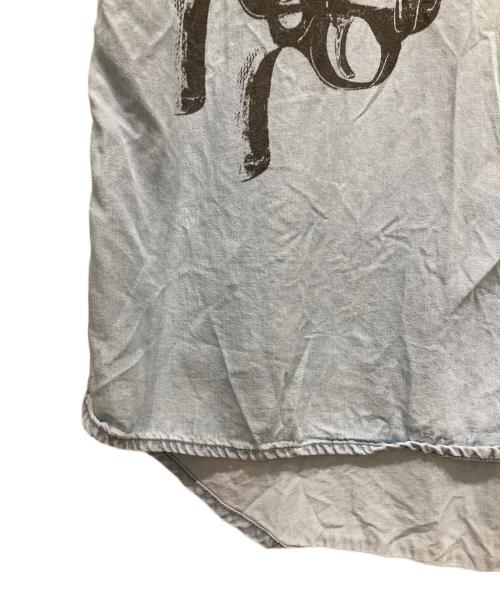 Andy Warhol by HYSTERIC GLAMOUR（アンディーウォーホルバイヒステリックグラマー）Andy Warhol by HYSTERIC GLAMOUR (アンディーウォーホルバイヒステリックグラマー) 00’ｓスカルプリントデニムシャツ スカイブルー サイズ:freeの古着・服飾アイテム