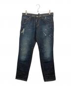 DSQUARED2ディースクエアード）の古着「クラッシュ加工スタッズデニムパンツ」｜インディゴ