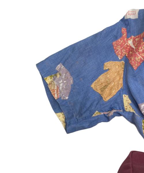 PAPAS ISLAND（パパス アイランド）papas island (パパス アイランド) リネンアロハシャツ ブルー サイズ:Ⅼの古着・服飾アイテム