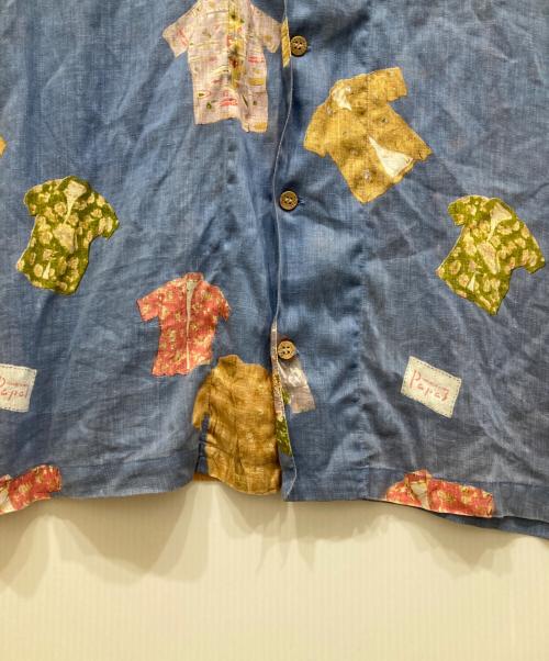 PAPAS ISLAND（パパス アイランド）papas island (パパス アイランド) リネンアロハシャツ ブルー サイズ:Ⅼの古着・服飾アイテム