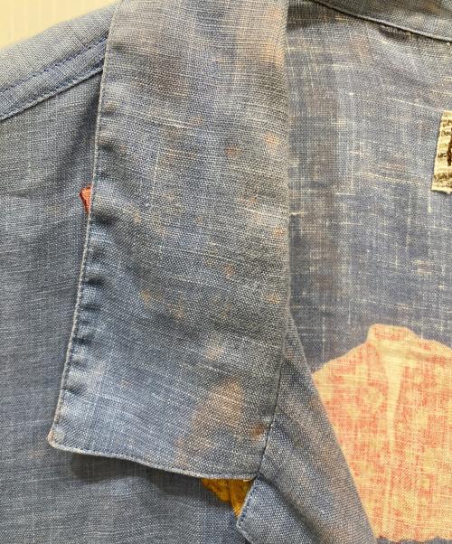 PAPAS ISLAND（パパス アイランド）papas island (パパス アイランド) リネンアロハシャツ ブルー サイズ:Ⅼの古着・服飾アイテム