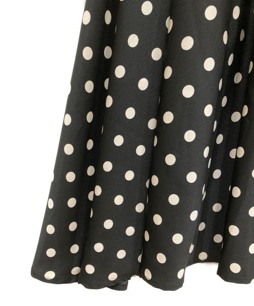 BEARDSLEY（ビアズリー）BEARDSLEY (ビアズリー) ドットパッチワークフレアスカート ブラック×ホワイトの古着・服飾アイテム