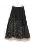 BEARDSLEY（ビアズリー）の古着「ドットパッチワークフレアスカート」｜ブラック×ホワイト