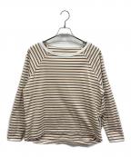 Spick and Spanスピックアンドスパン）の古着「ボートネックボーターカットソー」｜ホワイト×ブラウン