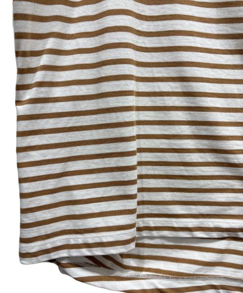 Spick and Span（スピックアンドスパン）Spick and Span (スピックアンドスパン) ボートネックボーターカットソー ホワイト×ブラウン サイズ:SIZE Freeの古着・服飾アイテム