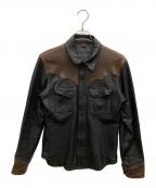 THE FLAT HEADザ・フラットヘッド）の古着「ディアスキンレザーシャツ」｜ブラック