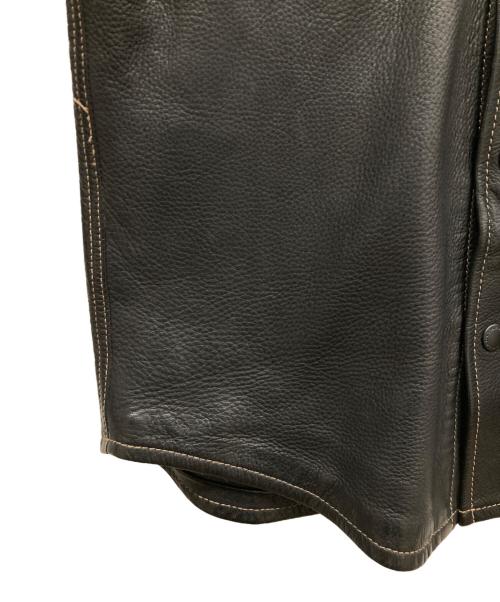 THE FLAT HEAD（ザ・フラットヘッド）THE FLAT HEAD (ザ・フラットヘッド) ディアスキンレザーシャツ ブラック サイズ:38の古着・服飾アイテム