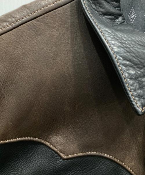 THE FLAT HEAD（ザ・フラットヘッド）THE FLAT HEAD (ザ・フラットヘッド) ディアスキンレザーシャツ ブラック サイズ:38の古着・服飾アイテム