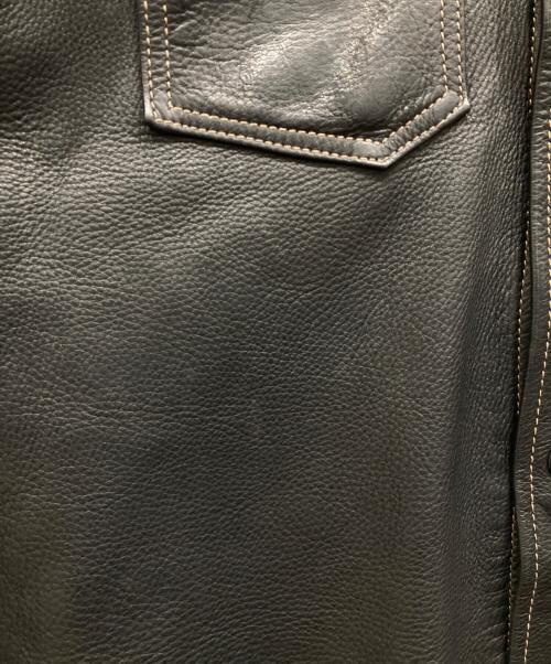 THE FLAT HEAD（ザ・フラットヘッド）THE FLAT HEAD (ザ・フラットヘッド) ディアスキンレザーシャツ ブラック サイズ:38の古着・服飾アイテム