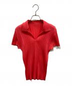 PLEATS PLEASEプリーツプリーズ）の古着「半袖プリーツカットソー」｜ピンク