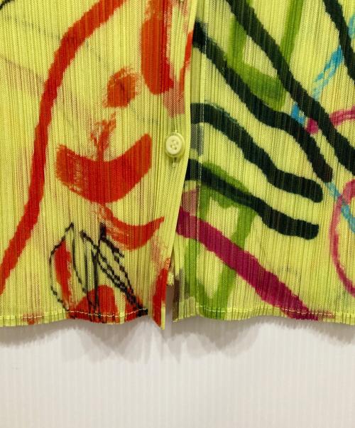 PLEATS PLEASE（プリーツプリーズ）PLEATS PLEASE (プリーツプリーズ) 転写プリーツブラウス イエロー サイズ:4の古着・服飾アイテム