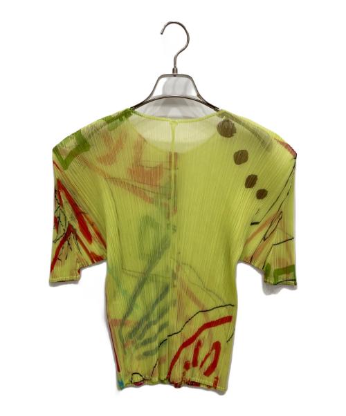 PLEATS PLEASE（プリーツプリーズ）PLEATS PLEASE (プリーツプリーズ) 転写プリーツブラウス イエロー サイズ:4の古着・服飾アイテム